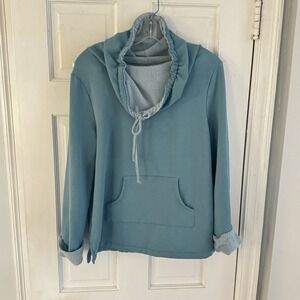 Pajamagram Sz Small Cowl‎ Pullover PJ Pajama Top Sleepwear Loungewear Soft Blue